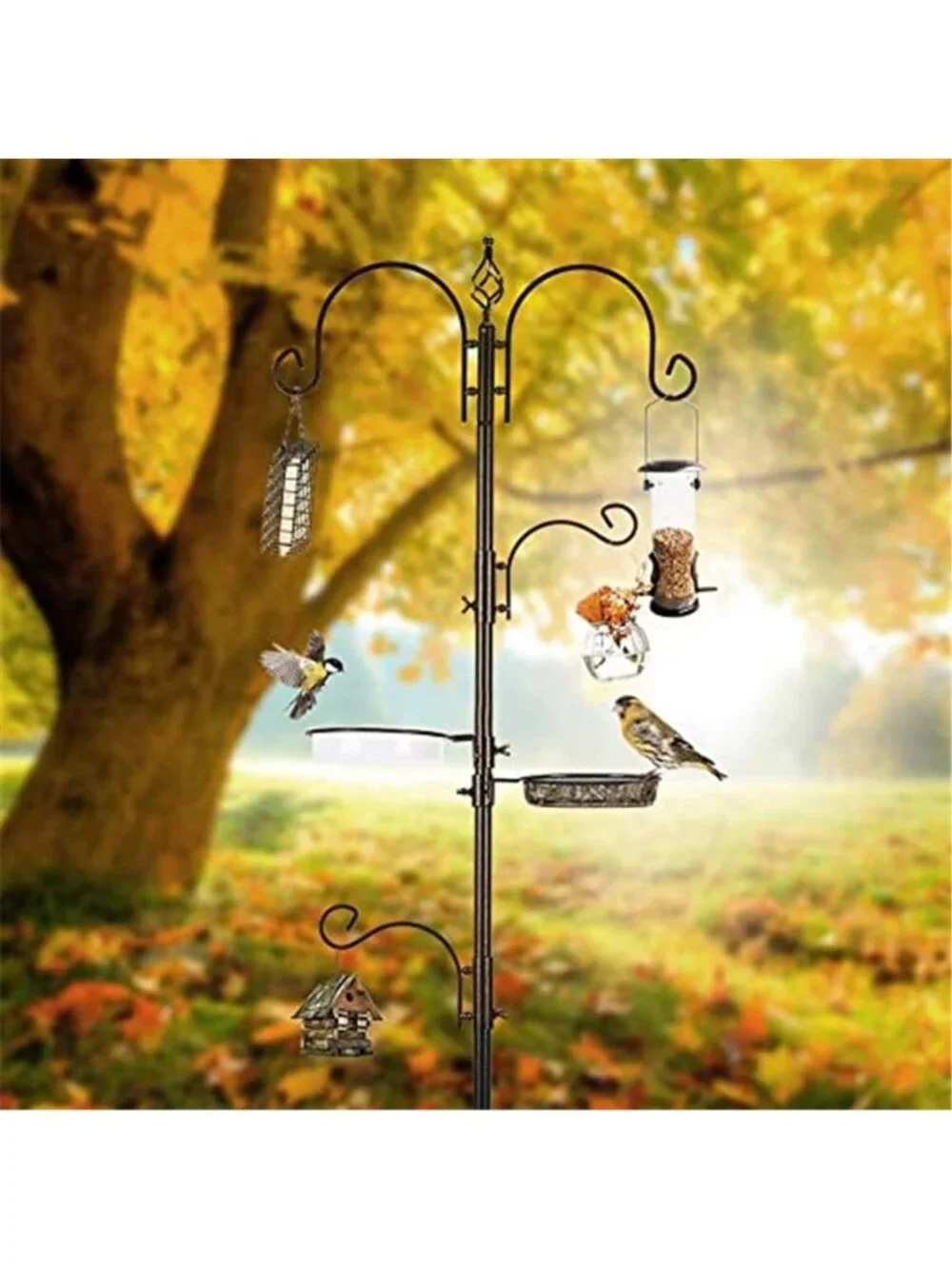Deluxe Bird Feeding Station Kit with Multi Feeder Hanging Pole, Metal SuetFeeder